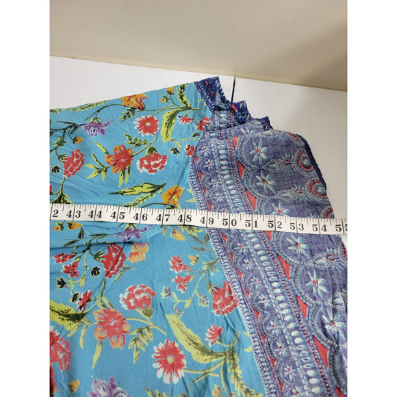 Angie Dress Womens SZ Large Blue Floral Ruffle Colorful Summer Sleeveless - Picture 5 of 16